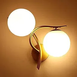 BECRAFT Gold/Lemon Yellow Antique Frosted White Glass Globe Shape Ceiling Hanging Pendant Lamp I Wall Lamp & Sconces E27 Holder Decorative Fancy Light [Bulb Not Included]-image-30