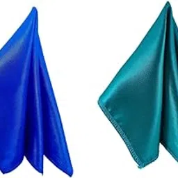 young arrow Satin Pocket Square for Men, Wedding Handkerchief for Suits, Blazers & Tuxedo, Men's Pocket Square Combo (Pack of 2) (Royal Blue & Turquoise)-picture-28