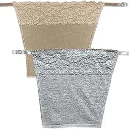 finesse miracle cami Women's Cotton Clip on Mock Lace Camisole Deep Neck Cover Miracle Cami. Set of 2-picture-38