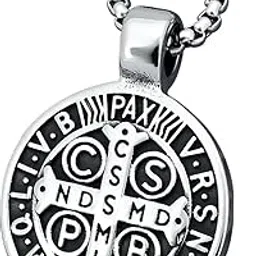 Saint Benedict Premium Medal Protection Pendant Necklace Stay Away Satan (Actual Color May Vary)-picture-24