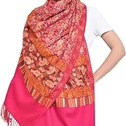 weavers villa Women's Kashmiri Aari Embroided Cashmilon Stoles, Shawls, Wraps (SIZE: 30" X 80")-picture-10