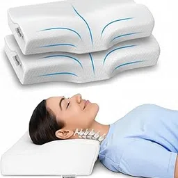 Napzio Anti Snore Cervical Memory Foam Pillow for Neck Pain & Shoulder Pain Relief, Orthopedic Pillow, Spondylitis-Ortho Neck Support Medical Pillow | 3-Years Warranty | (White) (2)-image-71