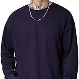 Solids: Men and Boys Cotton Oversized Fit Full Sleeve T-Shirts-image-31