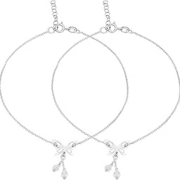 zavya 925 Sterling Silver Stones Butterfly Rhodium Plating Anklet (Pair) | Gift for Women & Girls | With Certificate of Authenticity & 925 Stamp-picture-13