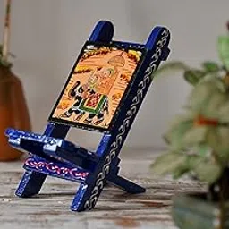 Fashion Bizz Wooden Rajasthani Art Work Beautiful Handcrafted Folding Small Chair Mobile Stand-picture-16