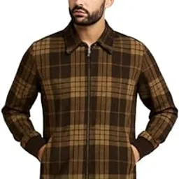 parcel yard Mens Chcekered Fullsleeve Fleece Winter Jacket| Men's | Checks | Full Sleeve | Regular Fit | 100% Cotton | Double Pocket | Spread Collar | Casual Jacket-picture-49