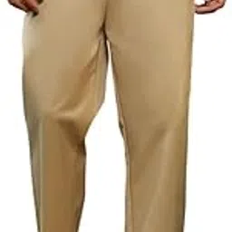 campus sutra Men Trousers | Pleated Front with Folded Cuffs & Relaxed Fit | Polyester Blend Wrinkle-Free Fabric for Streetwear & Casual Outings | Khaki Beige-picture-49