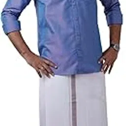 ramraj cotton RAMRAJ traditional cotton solid full sleeve shirt and matching fancy border dhoti for men-picture-48