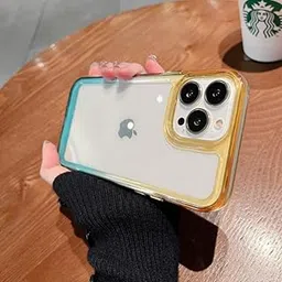 LuxuryKase Acrylic Gradient Shockproof Dual Color Bumper Case for iPhone 13 Pro Max | Anti-Scratch & Durable Protection | Sleek & Stylish | Enhanced Drop Protection | (Yellow with Blue)-picture-53