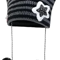 Winter Cap for Women, Cat Beanie, Striped Knit Hat for Teens and Young Women, Soft and Warm Hats, Perfect, Outdoor Adventures and Travel Black-image-24