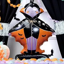 Atpata Funky 4 Feet Tall Cute Dracula with Cape Halloween Foil Balloon, Self-Standing with Balloon Base for Indoor & Outdoor Decorations, Spooky Halloween Party Centerpiece Balloon Decor-picture-38