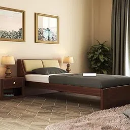 GADWAL FURNITURE Solid Sheesham Wood Single Bed Furniture for Bedroom Solid Wood Bed Single Size Palang Wooden Rosewood Hostel Bed Single Living Room Furniture (Walnut 3)-picture-57