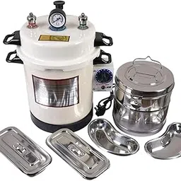 Florix nation Autoclave epoxy finish 9 * 11 eletric with timer 13 liter with 6 inchi kidney tray & 8 * 8,6 * 6 dressing drum autoclave-picture-33