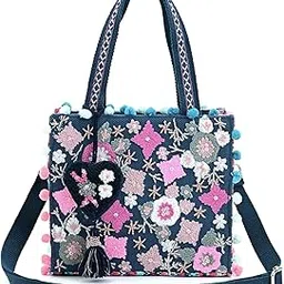 boho girl Whimsical Multicolor Jacquard Mini Blush Tote for Women with Adjustable Strap | Wedding Gifts For Women | Handbag For Women And Girls image 1
