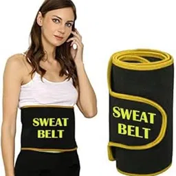 Sweat Slim Belt | Waist Belt Made of Neoprene for Women & Men for Tummy Exercise Black-image-4