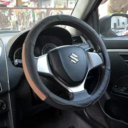 Oshotto SC-002 Leather Car Steering Cover Compatible with Hyundai New Santro 2018-2025 (Tan Black)-picture-37
