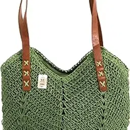 nfi essentials Ethnic Knitted Straw Wicker Bags for Women & Girls Braided Woven Design Handmade Crafted Handbags Summer Beach Traditional Hobo Bag Tote Best Gift for Ladies (SB-25-Green)-picture-20