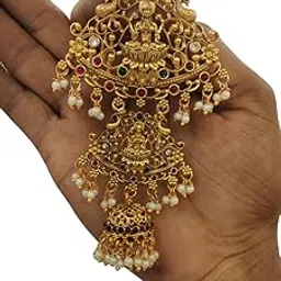 KGR Splash Gold Plated Matt Finish Beads Hangings Short Jada Billai Pins For Hair-picture-20