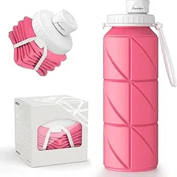 Popdigito Collapsible Water Bottle Foldable Silicone Travel Water Bottle Leakproof Flexible BPA Free Portable,Folding Water Bottle Lightweight for Camping, Hiking,Sports Water Bottles Travel 23oz-image-19