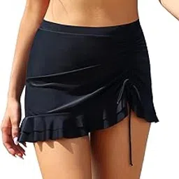 shekini Women's Swimdress Ruffle Swim Skirt High Waist Side Pull Tie Swimsuit Bottom-picture-35