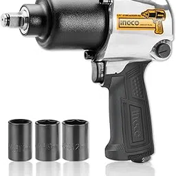 Ingco Air Impact Wrench, 7000 Rpm | 610Nm | 2 Hammer Mechanism, Pneumatic Impact Wrench Tool Kit With 3 Pcs Socket, 5 Type Connector - Box End-picture-10