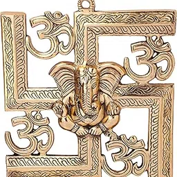 URBAN HAAT Swastik Metal Wall Hanging (Gold, Standard, 22 x 24 cm)-picture-22