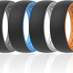 thunderfit Silicone Wedding Band Rings Men, 2 Layer Top Design - 8.5mm Width 2.5mm Thick-picture-23