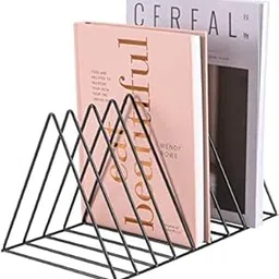 CR18 COLLECTION 9 Slot Triangle Magazine Rack Desktop Iron Book Record Holder Storage Organizer Bookshelf for Home School Office Decor (Black)-picture-17