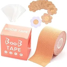 Boob Tape with 10pcs Nipple Cover & Double Sided Body Tape Adhesive Strapless Bra & Heavy Breast Support - Boobs Tape for Women Clothes Beige-image-67