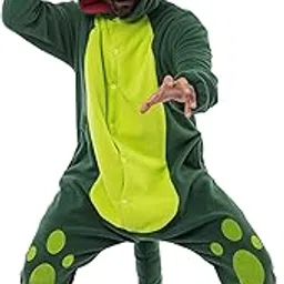 Unisex Adult Pajama Plush Onesie One Piece Dinosaur Animal Costume-image-25