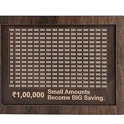 CATVIN Wooden Money Saving Frame Piggy Bank for Coins and Cash -1,00,000 Savings Tracker Box | Fun & Motivational Savings Box for Kids & Adults | Wooden Savings Bank for Home & Gifts image 1