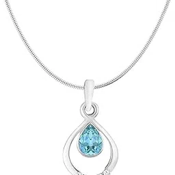 Valentine Gift Rhodium Plated Aqua Blue Drop Pendant with Crystals for Women PS1193753RABlu-image-26