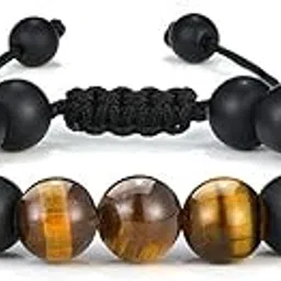 m mooham Tiger Eye Mens Bracelet - 8mm Lava Rock Stone Anxiety and Stress Relief Adjustable Aromatherapy Essential Oil Diffuser Gifts for Men-picture-33