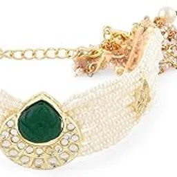 zaveri pearls Green Stone Multistrand Pearls Ethnic Kundan Bracelet For Women-ZPFK14609-picture-34