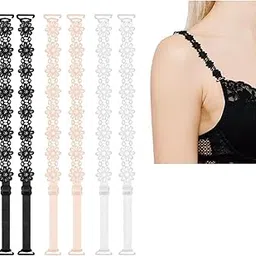 flavizo Fancy Floral Bra Straps for Women – Set of 3 (Black, White & Nude) | Adjustable Satin & Lace Replacement Straps | Removable, Non-Slip, Transparent & Invisible Options for Bras, Tops & Dresses-picture-40