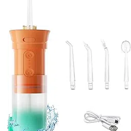 Professional Cordless Water Dental Flosser, 200ml Large Tank, 3 Modes, 4 Nozzles, IPX7, Orange, Teeth Cleaner-picture-31