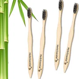 Herb Essential Bamboo Toothbrush, Pack of 4 | with Ultra-Soft Charcoal activated Bristles | Natural, Biodegradable and Ecofriendly Toothbrush-picture-39