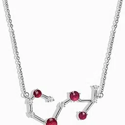 inaree Cosmic Constellation Zodiac 18" Necklace in 925 Sterling Silver with Red Garnet January Birthstone - 12 Signs Available in Yellow Gold Vermeil, Rose Gold Vermeil, and Sterling Silver Finishes-picture-30