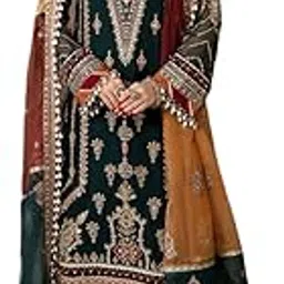 Takshak Design Georgette Diamond Cut Work Pakistani Suit Dress Material With Cotton Printed top with Embriodered patch & cotton botton chiffon dupatta Pakistani Suit for Women (Combo Of 2)-picture-21