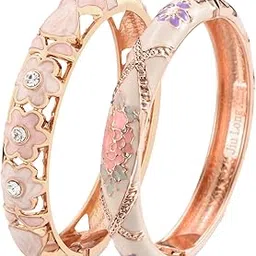 wynameleri Enamel Bangle Bracelet Flower Floral Set of 2 in Gift Box for Girls Ladies Gift Present Valentine Birthday-picture-18