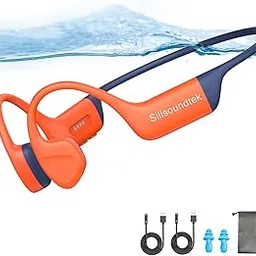Bone Conduction Swimming Headphones,Waterproof IP68,Bluetooth 5.4, Built-in 32GB TF Swimming Headphones Underwater Music Player, Open Ear Bluetooth Earbuds (Orange)-image-86