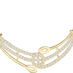 amaal American Diamond Mangalsutra for women stylish 1gm gold mangal sutra short AD CZ Pendant Necklace design jewellery for women nallapusalu chains one gram 18 inch black beads chain golden -206-picture-34
