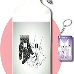 CRAFT MANIACS BTS WE ARE TOGETHER 600 ML SIPPER BOTTLE & FREE MDF WOODEN KEYCHAIN | BPA & LEAD FREE SIPPER BOTTLE FOR BTS ARMY-image-64