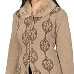 ladywillington Lady Willington Women Woolen Fur Neck Self Design Short Cardigans Shrug Heavy Hair Rainbow Cardigan Winter Wear Pure Wool Cardigans for Women Long Cotty Fully Warm Cardigan Free Sizes-picture-47