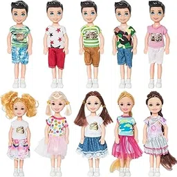 ONEST 10 Sets 5 Inch Mini Doll with Doll Clothes Party Outfits for Adults Doll Accessories for Kids-picture-18