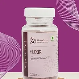 NutraSage Elixir | Vitamin D3, K2, Calcium & Magnesium | Vitamin D3 K2 Supplement for Bone & Heart Health | Vitamin D tablets with Vitamin K2 MK7 | Premium Vitamin D3 supplement with K2 for Wellness - 60 Veg Tablets-image-28