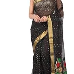 Women's Cotton Silk Saree With Blouse Piece, Black, Gb-Hslk9-0017-image-2