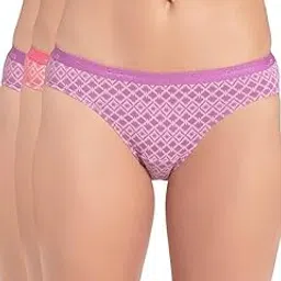 Flomex® Women's Medium Coverage Super Combed Cotton Mid Waist Bikini with Exposed Waistband and Stay Fresh Treatment (Pack of 3_Colors & Prints May Vary)-picture-34