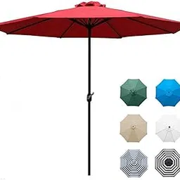 FunSiper Center Pole 9 Ft Patio Luxurious Garden Umbrella - Outdoor/Cantilever/Patio/Balcony Umbrella (Red)-picture-27