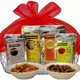 SPICE IT UP Healthy Snack Box | Millet Delights – Ragi Kodubale, Millet Mixture, Roasted Jowar Puffs, Ragi sev. Chia seeds Guilt-Free Festive Gift Pack Pack of 1-image-3